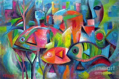 Abstract fish art paintings .